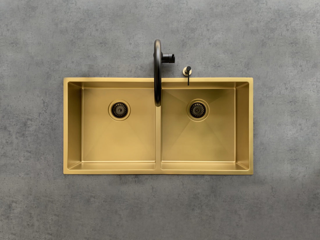 Meir Tiger Bronze Gold kitchen sink in PVD by Meir