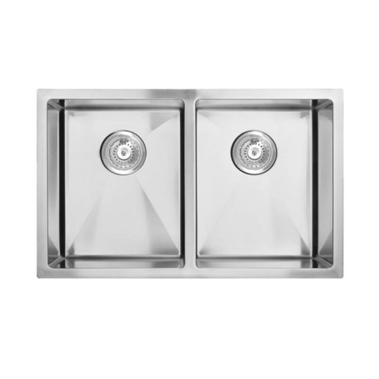 Double Bowl PVD Kitchen Sink in Brushed Nickel 760x440x200mm